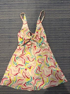 For Love & Lemons White Multicolor Swirl Mini Dress